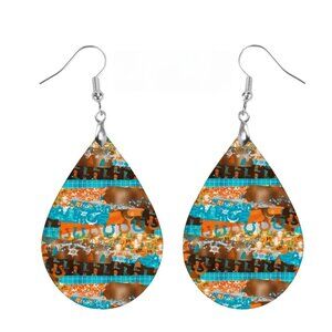 Horseshoe Western Teardrop Dangle Handmade Hook Earrings